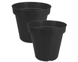 Pro Garden Plantenpot/bloempot Classic - 2x - kunststof - zwart - D35 x H36 cm - tuin potten