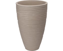 Pro Garden Plantenpot/bloempot Dunes - Tuin - stevig kunststof - zand/beige - D40 x H60 cm - Voor buiten