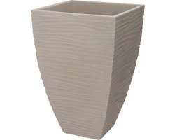 Pro Garden Plantenpot/bloempot Dunes - Tuin - stevig kunststof - zand/beige - D40 x H60 cm - Voor buiten