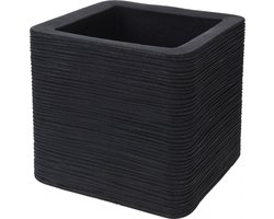 Pro Garden Plantenpot/bloempot Square - Tuin - stevig kunststof - antraciet grijs - 29 x 29 x 26 cm