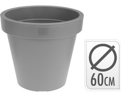 Pro Garden Plantenpot/bloempot Terras Master- dubbelwandig kunststof - grijs - D60 x H55 cm - Voor buiten