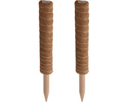 Pro garden plantenstok kokos - 2x - eucalyptushout - D4,5 x H40 cm - plantensteun