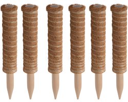 Pro garden plantenstok kokos - 6x - eucalyptushout - D4,5 x H30 cm - plantensteun