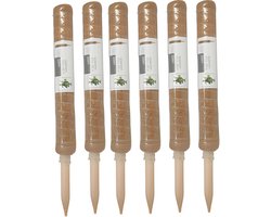 Pro garden plantenstok kokos - 6x - eucalyptushout - D4,5 x H50 cm - plantensteun