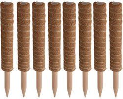 Pro garden plantenstok kokos - 8x - eucalyptushout - D4,5 x H40 cm - plantensteun