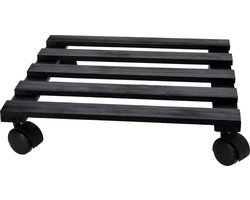 Pro Garden Plantentrolley - hout - zwart - vierkant - 28 x 28 cm - 50 kilo
