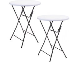 Pro Garden Robuuste Statafels - 2 Stuks - Ø80x110cm - Stalen onderstel - Wit/Grijs