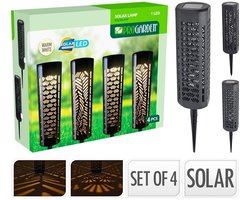 Pro Garden Solar Design Tuinlampen 4 Stuks Zwart