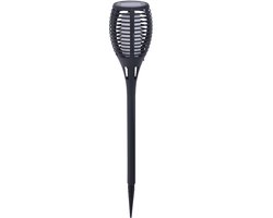Pro Garden Solar fakkels/toorts - zwart - met vlam effect - zonne-energie - 49 cm - tuinverlichting