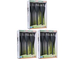 Pro Garden Solar LED lantaarns - 3x st - zwart - 31 cm - zonne-energie - tuinverlichting - Tuinlampen - prikspotjes - fakkels