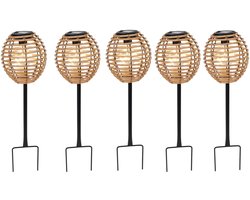 Pro Garden Solar tuinlamp / prikspot - 6x - warm wit - 13 x 13 x 52 cm - tuin feestlampjes