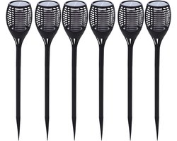 Pro Garden Solar tuinlamp/fakkel 3 in 1 met vlameffect op zonne- 6x -energie 78 cm - tuinfakkels
