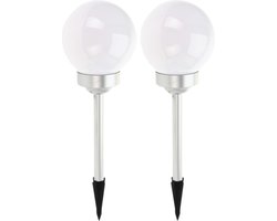 Pro Garden Solar tuinlamp/prikspot bol - 4x - op zonne-energie - dia 15 cm - Prikspots tuinverlichting - Lampjes