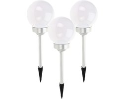 Pro Garden Solar tuinlamp/prikspot bol - 5x - op zonne-energie - dia 15 cm - Prikspots tuinverlichting - Lampjes