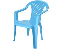 Pro Garden Stoeltjes voor kinderen - 1x - blauw - 38 x 52 cm - voor binnen en buiten - kunststof - voor kinderen van 3 tot 7/8 jaar - stapelbaar