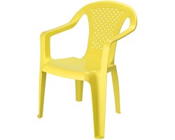 Pro Garden Stoeltjes voor kinderen - 1x - geel - 38 x 52 cm - voor binnen en buiten - kunststof - voor kinderen van 3 tot 7/8 jaar - stapelbaar