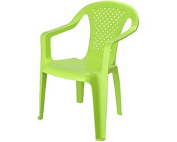 Pro Garden Stoeltjes voor kinderen - 1x - groen - 38 x 52 cm - voor binnen en buiten - kunststof - voor kinderen van 3 tot 7/8 jaar - stapelbaar