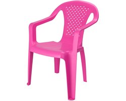 Pro Garden Stoeltjes voor kinderen - 1x - roze - 38 x 52 cm - voor binnen en buiten - kunststof - voor kinderen van 3 tot 7/8 jaar - stapelbaar