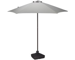 Pro Garden Tuin parasol Menorca - D230 cm - grijs - incl parasolvoet