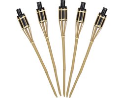 Pro Garden Tuinfakkels voor lampenolie - 8x stuks - bamboe hout - navulbaar - 65 cm - tuinkaarsen