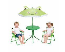 Pro Garden Tuinset Kikker - groen - polyester - verstelbare parasol - kinder tuinset - voor kinderen - dierenprint