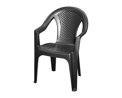Pro Garden tuinstoel Como - zwart - kunststof - 56 x 55 x 83 cm - bijzet stoelen - stapelbare tuinstoelen - buiten