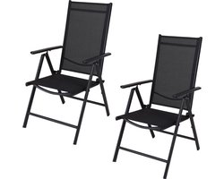 Pro Garden Tuinstoel/ Klapstoel / Vouwstoel/ Campingstoel - Inklapbaar - Zwart - 2 STUKS