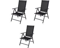 Pro Garden Tuinstoel/ Klapstoel / Vouwstoel/ Campingstoel - Inklapbaar - Zwart - 3 STUKS