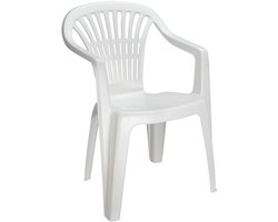 Pro Garden tuinstoel Maggiore - wit - kunststof - 56 x 55 x 81 cm - bijzet stoelen - stapelbare tuinstoelen - buiten