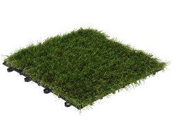 Pro Garden Tuintegel/terrastegels - 6x stuks - groen - kunstgras - 30 x 30 cm - vlonder vloertegels - klikbaar
