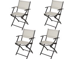 Pro Garden Vouwstoel/ Klapstoel/ Tuinstoel/ Campingstoel - met armleuning - 54X56X83.5cm - Wit - 4 STUKS