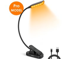 Pro LED Leeslampje voor Boek met Klem - USB Oplaadbaar - 3 Lichtstanden en Dimbaar - Leeslampje