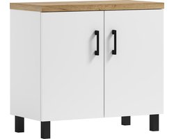 Pro-meubels - Badkamermeubel Rome - Wit - Eiken - 60cm - Badmeubel - Wastafelkast