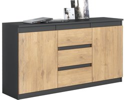 Pro-meubels - Dressoir Detroit - Zwart mat - Eiken - 138cm - Kast