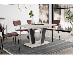 Pro-meubels - Eetkamertafel Monor - Beige - Zwart mat - Uitschuifbaar 120-160cm - Eettafel