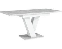 Pro-meubels - Eettafel - Eetkamertafel - Glasgow - Wit - Betonlook - Uitschuifbaar 120-160cm
