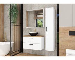 Pro-meubels - Hangende Kolomkast Nantes - Wit mat - 30 x 32 x 160 - Badkamermeubel - Badkamerkast - Opbergkast