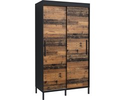 Pro-meubels - Kledingkast Baltic - 120cm - Zwart mat - Old wood - Garderobekast - Slaapkamer