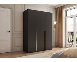 Pro-meubels - Kledingkast Deventer - 150cm - Zwart mat - Garderobekast - Slaapkamer