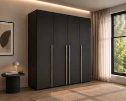 Pro-meubels - Kledingkast Deventer - 200cm - Zwart mat - Garderobekast - Slaapkamer