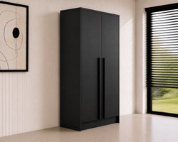 Pro-meubels - Kledingkast Istanbul - 100 x 52 x 200 cm - Zwart Mat - 2 Deuren - 2 Lades - Slaapkamer