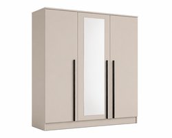 Pro-meubels - Kledingkast Istanbul - met spiegel - 150 x 52 x 200 cm - Beige - 3 Deuren - 2 lades - Slaapkamer