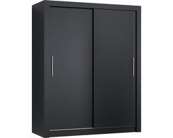 Pro-meubels - Kledingkast Miami - 160cm - Zwart mat - Garderobekast - Slaapkamer - Schuifdeur