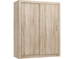 Pro-meubels - Kledingkast Miami - Garderobekast - Licht eiken - 160cm - Slaapkamer - Schuifdeur