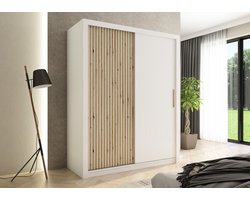 Pro-meubels - Kledingkast Milan - 160cm - Wit - Garderobekast - Slaapkamer - Schuifdeur