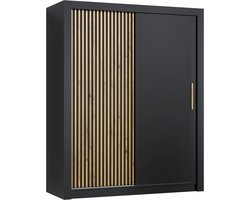 Pro-meubels - Kledingkast Milan - 160cm - Zwart mat - Garderobekast - Slaapkamer - Schuifdeur