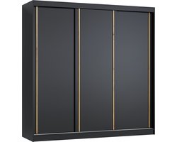 Pro-meubels - Kledingkast Montreal - 205cm - Zwart mat - Garderobekast - Slaapkamer - Schuifdeur