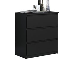 Pro-meubels - Ladekast Norton - Zwart mat - 70cm - lades - Commode