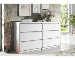 Pro-meubels - Ladekast Stamford - 140cm - Wit mat - Commode - 6 lades