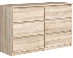 Pro-meubels - Ladekast Stamford - Licht eiken - 120cm - 6 lades - Commode - Kast - Slaapkamer